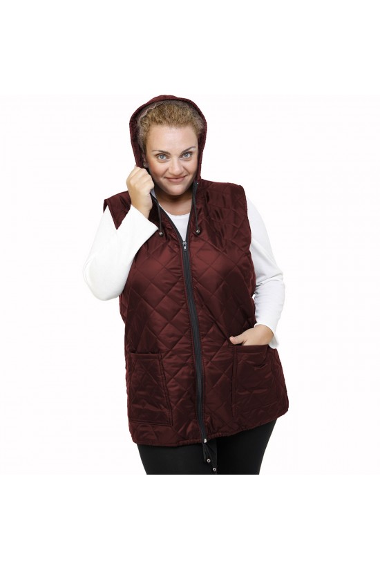 B21-6629AK Αμάνικο μπουφάν με φερμουάρ και κουκούλα  -Μπορτώ B21-6629AK Αμάνικο μπουφάν με φερμουάρ και κουκούλα  -Μπορτώ