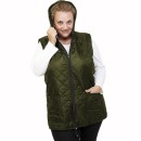 B21-6629A Sleeveless jacket with zipper and hood - Cypress Green