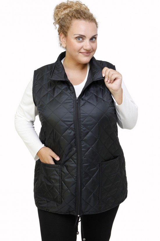 B21-6629AG Αμάνικο μπουφάν με φερμουάρ και γιακά - Μαύρο B21-6629AG Αμάνικο μπουφάν με φερμουάρ και γιακά - Μαύρο