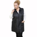 B21-6629AM Sleeveless long jacket with zipper and collar - Black