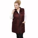 B21-6629AM Sleeveless long jacket with zipper and collar - Bordeaux