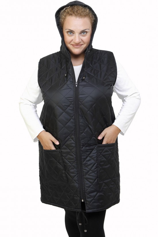 B21-6629MAK Μπουφάν με φερμουάρ και κουκούλα αμάνικο μακρύ - Μαύρο B21-6629MAK Μπουφάν με φερμουάρ και κουκούλα αμάνικο μακρύ - Μαύρο