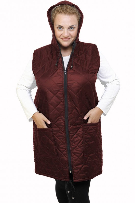 B21-6629MAK Μπουφάν με φερμουάρ και κουκούλα αμάνικο μακρύ - Μπορντώ B21-6629MAK Μπουφάν με φερμουάρ και κουκούλα αμάνικο μακρύ - Μπορντώ