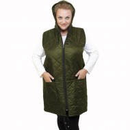 B21-6629AMK Long Sleeveless Jacket with zipper and hood - Cypress Green