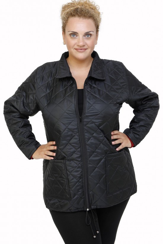 B21-6629G Μπουφάν με φερμουάρ και γιακά - Μαύρο B21-6629G Μπουφάν με φερμουάρ και γιακά - Μαύρο