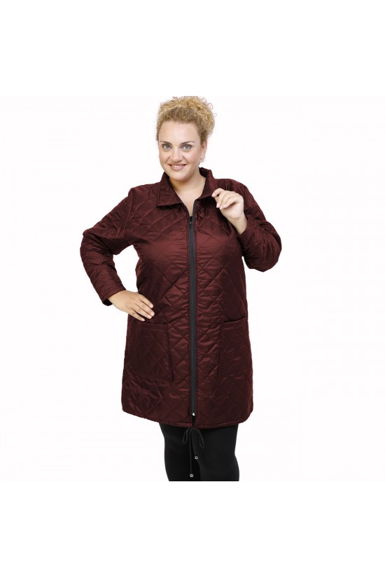 B21-6629MG Μακρύ μπουφάν με φερμουάρ και γιακά - Μπορτώ