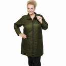 B21-6629M Long jacket with zipper and collar - Cypress Green