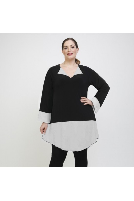 B22-120 Μπλούζα Μακριά με διχρωμία στα μανίκια στο γιακά και στο κάτω μέρος Super Jersey - Λευκό B22-120 Μπλούζα Μακριά με διχρωμία στα μανίκια στο γιακά και στο κάτω μέρος Super Jersey - Λευκό