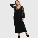 B22-123FKD Long dress with lace on neck and sleeves