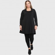 B22-175 Μακριά Μπλούζα με ξεχειλωμένο γιακα - Μαύρο