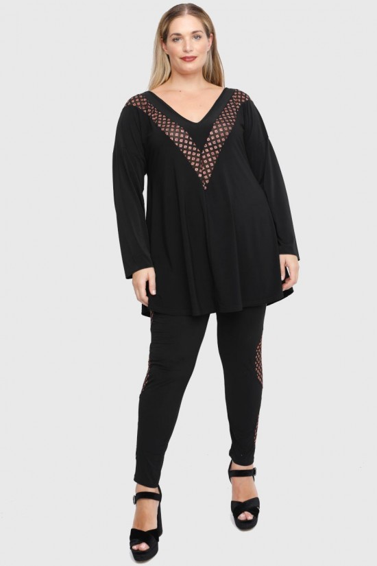 B22-2009V Μπλούζα με διακοσμητικό V στο στήθος