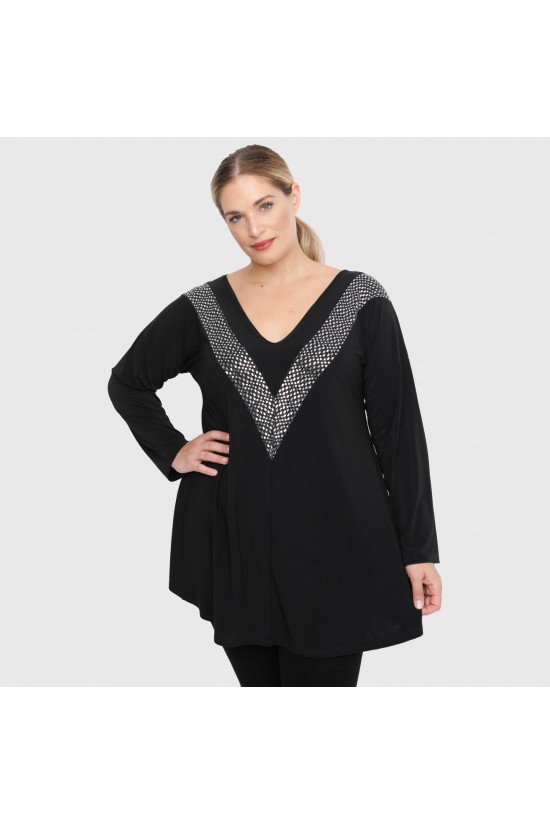 B22-2109V Μπλούζα με διακοσμητικό V στο στήθος