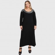 B22-2123FL Φόρεμα μακρύ με στρας στο λαιμό και στον ώμο