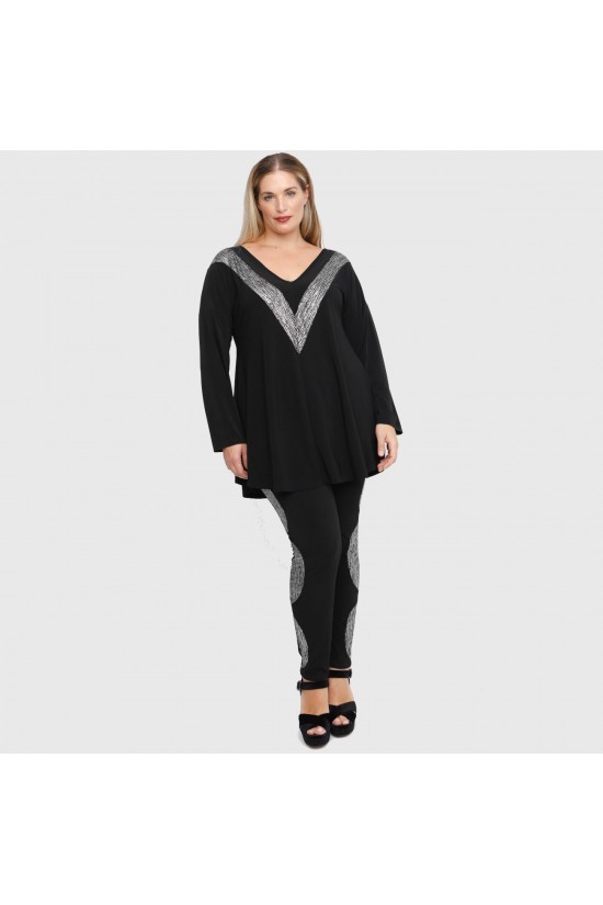 B22-2309V Μπλούζα με διακοσμητικό V στο στήθος B22-2309V Μπλούζα με διακοσμητικό V στο στήθος