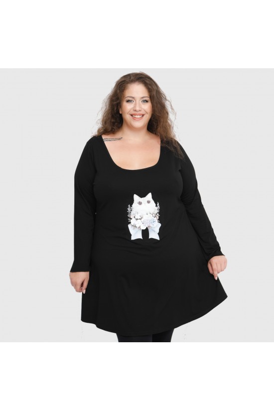 B22-276-S-6 Μακριά Μπλούζα με στάμπα B22-276-S-6 Μακριά Μπλούζα με στάμπα