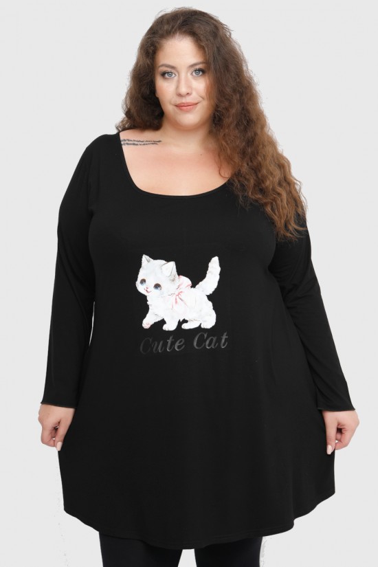 B22-276-S-7 Μακριά Μπλούζα με στάμπα