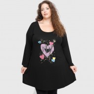 B22-276-S-9 Μακριά Μπλούζα με στάμπα