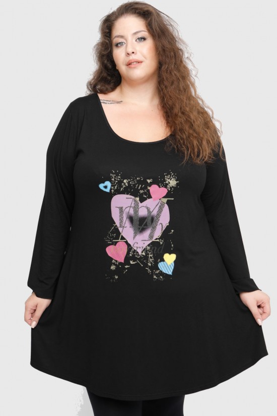 B22-276-S-9 Μακριά Μπλούζα με στάμπα