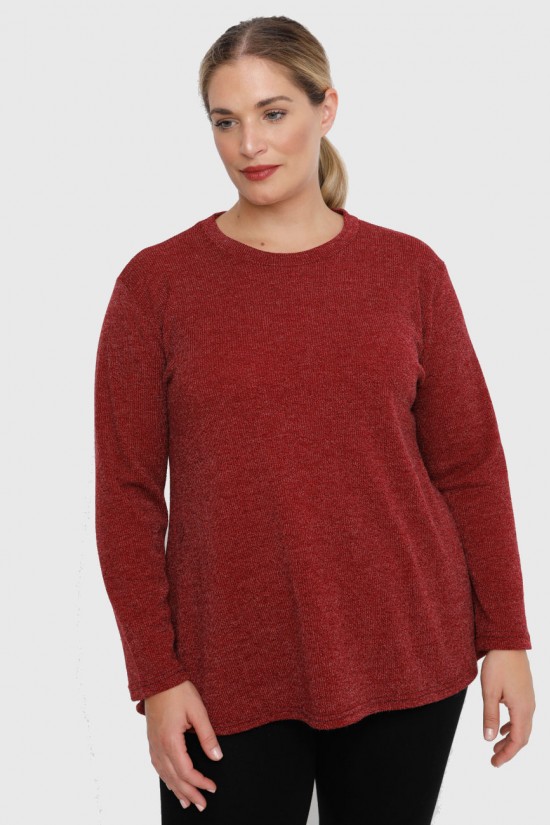 B22-308L Πλεκτή μπλούζα εβαζέ - Μπορντώ