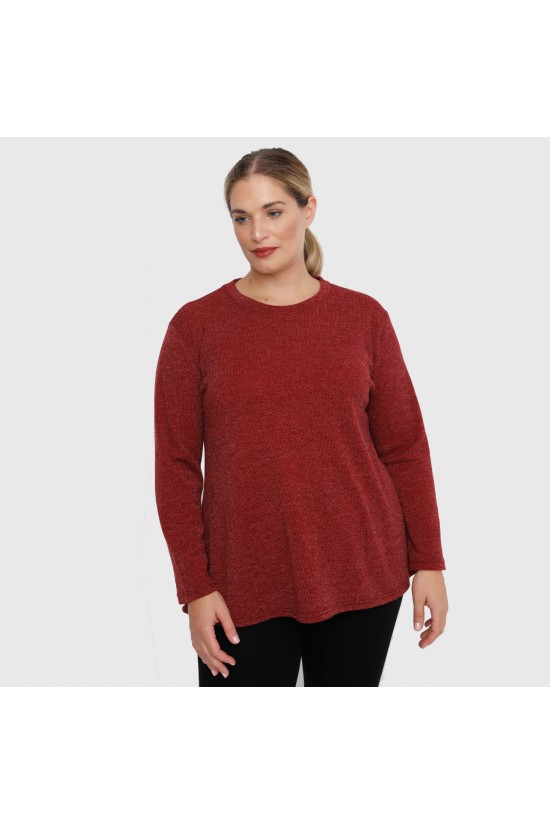 B22-308L Πλεκτή μπλούζα εβαζέ - Μπορντώ B22-308L Πλεκτή μπλούζα εβαζέ - Μπορντώ