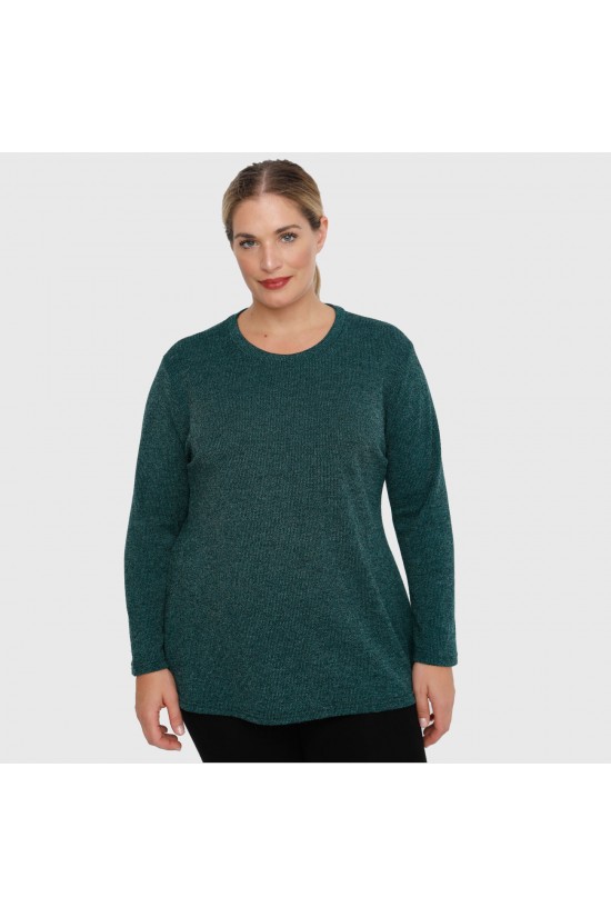 B22-308L Πλεκτή μπλούζα εβαζέ - Πράσινο