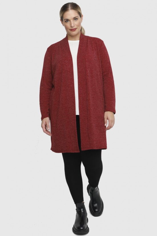 B22-342 Ζακέτα μακριά κλασική - Μπορντώ B22-342 Ζακέτα μακριά κλασική - Μπορντώ