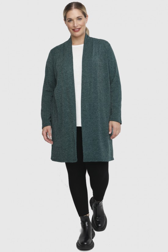 B22-342 Ζακέτα μακριά κλασική - Πράσινο B22-342 Ζακέτα μακριά κλασική - Πράσινο