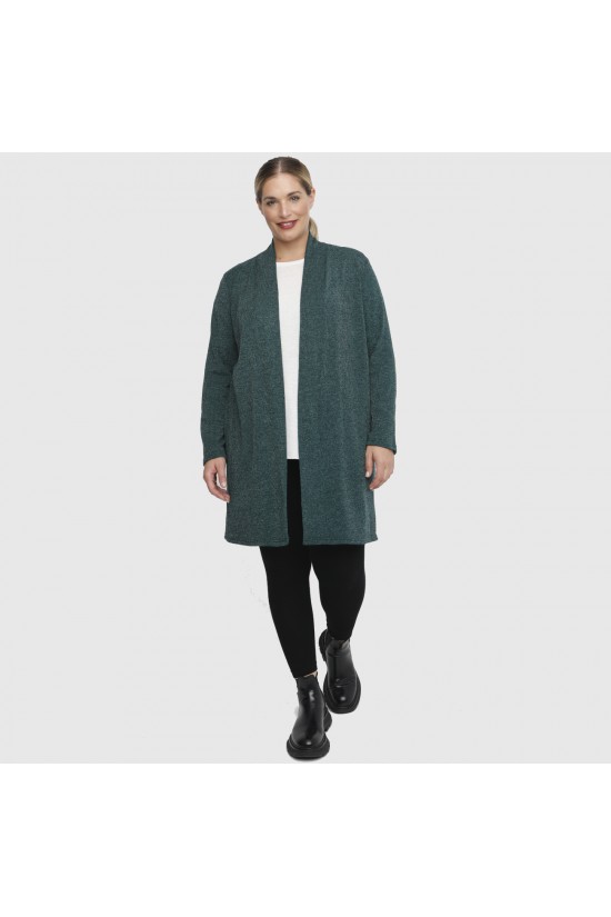 B22-342 Ζακέτα μακριά κλασική - Πράσινο