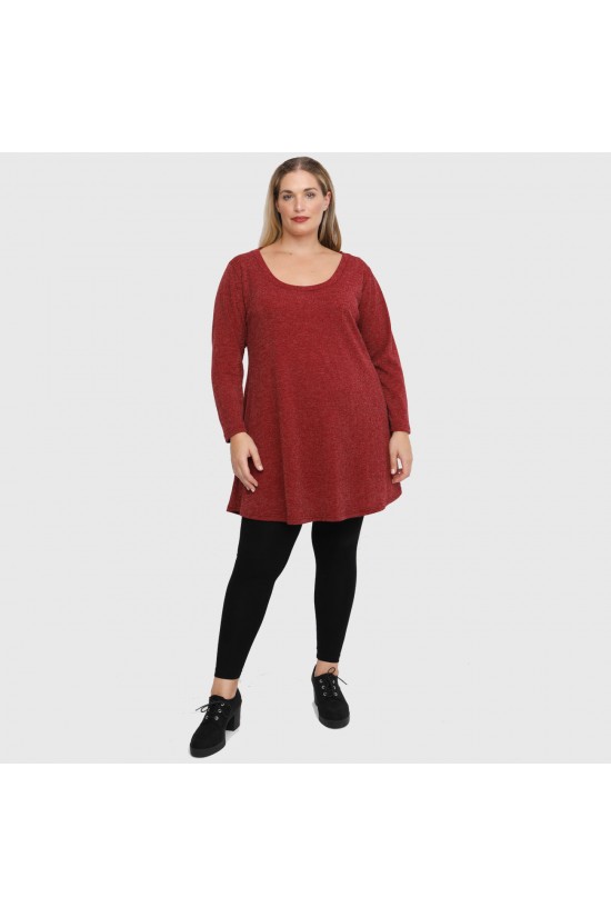 B22-376 Πλεκτο Μπλουζοφόρεμα - Μπορντώ B22-376 Πλεκτο Μπλουζοφόρεμα - Μπορντώ