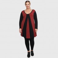 B22-376K Μακριά Πλεκτή Μπλούζα - Μπορντώ