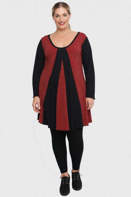 B22-376K Μακριά Πλεκτή Μπλούζα - Μπορντώ