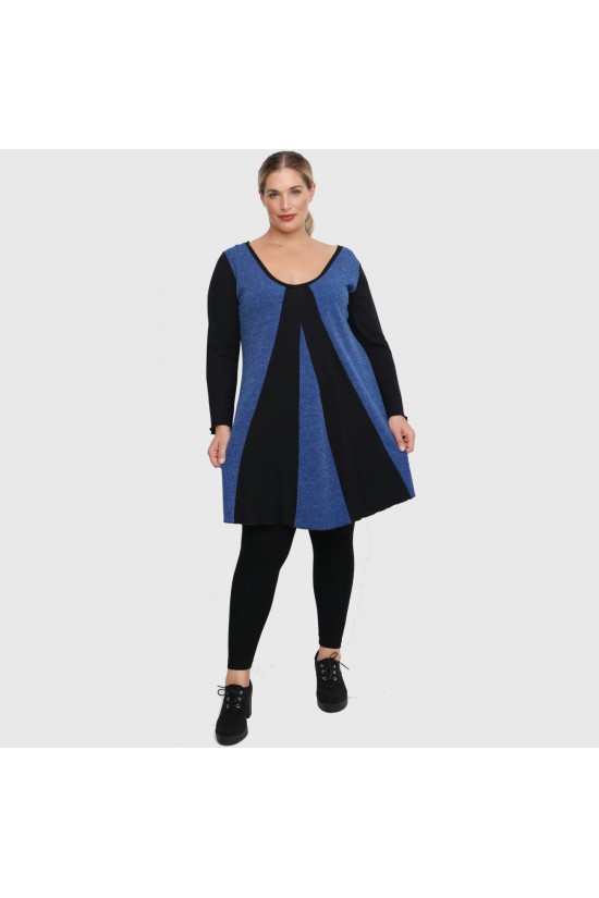 B22-376K Μακριά Πλεκτή Μπλούζα - Μπλε Ρουά B22-376K Μακριά Πλεκτή Μπλούζα - Μπλε Ρουά