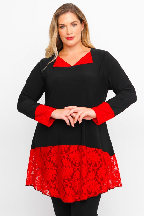 B23-120D Μπλουζοφόρεμα Εβαζέ - Κόκκινο