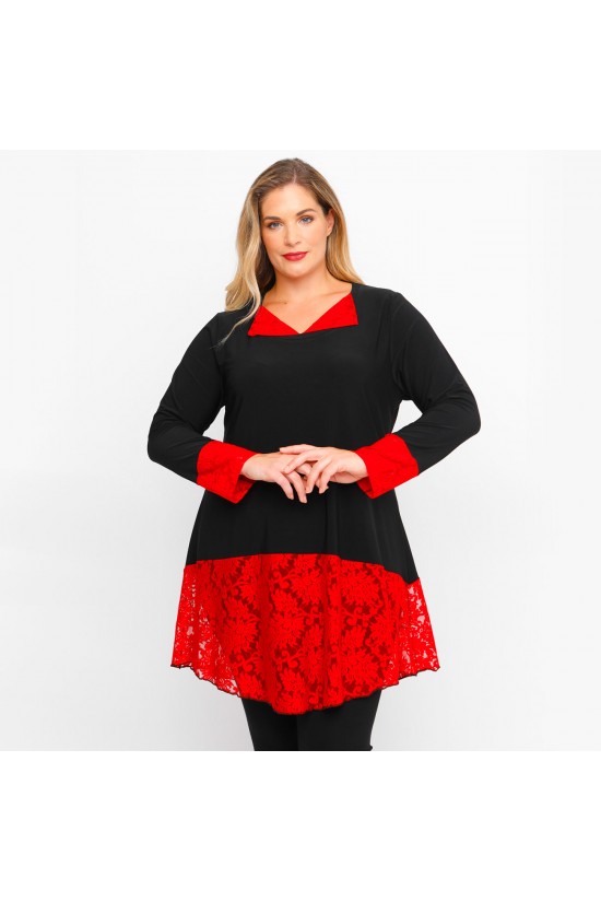 B23-120D Μπλουζοφόρεμα Εβαζέ - Κόκκινο B23-120D Μπλουζοφόρεμα Εβαζέ - Κόκκινο