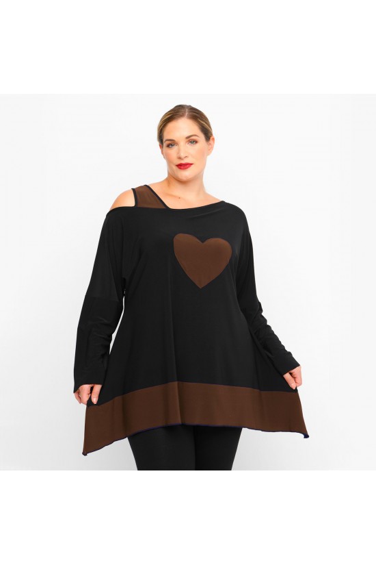 B23-158 Μπλούζα Άλφα Ρεγκλάν - Καφέ B23-158 Μπλούζα Άλφα Ρεγκλάν - Καφέ