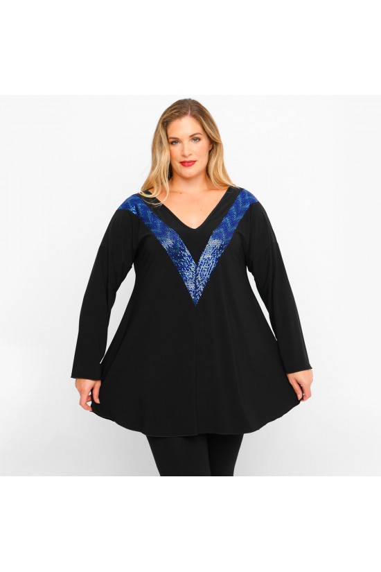 B23-2209 Μπλούζα Εμπριμέ V - Μπλε Ρουά B23-2209 Μπλούζα Εμπριμέ V - Μπλε Ρουά