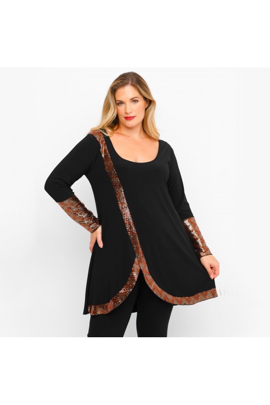 B23-2297 Μπλουζοφόρεμα Εβαζέ - Μπρονζέ B23-2297 Μπλουζοφόρεμα Εβαζέ - Μπρονζέ