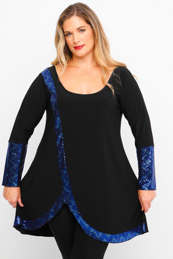 B23-2297 Μπλουζοφόρεμα Εβαζέ - Μπλε Ρουά