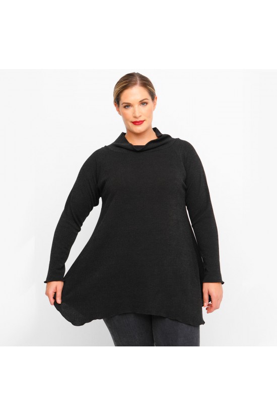 B23-323AKZ Πλεκτή Μπλούζα Άλφα - Μαύρο B23-323AKZ Πλεκτή Μπλούζα Άλφα - Μαύρο