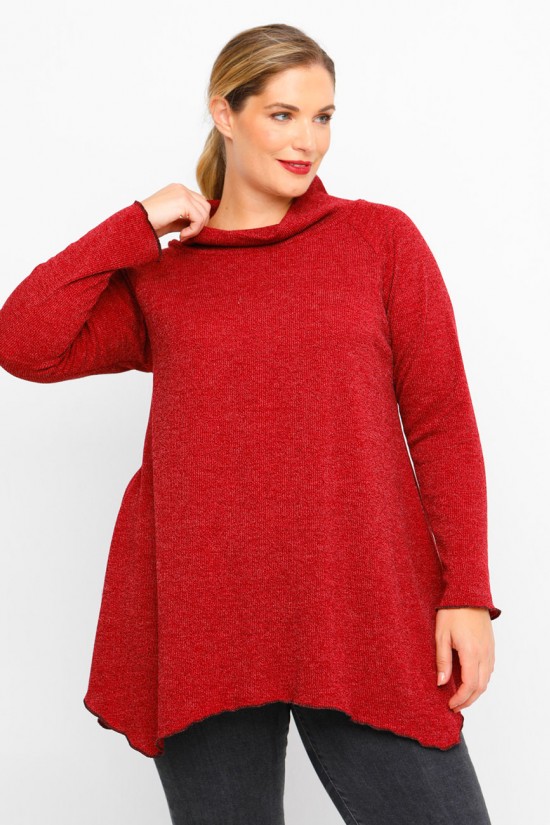 B23-323AKZ Πλεκτή Μπλούζα Άλφα - Μπορντώ