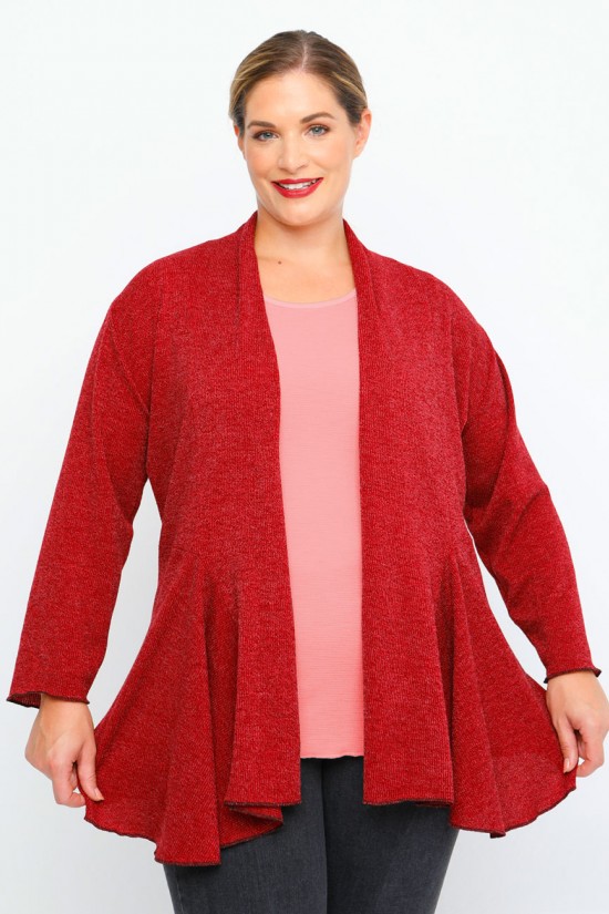 B23-341 Πλεκτή ζακέτα ασύμμετρη - Μπορντώ B23-341 Πλεκτή ζακέτα ασύμμετρη - Μπορντώ