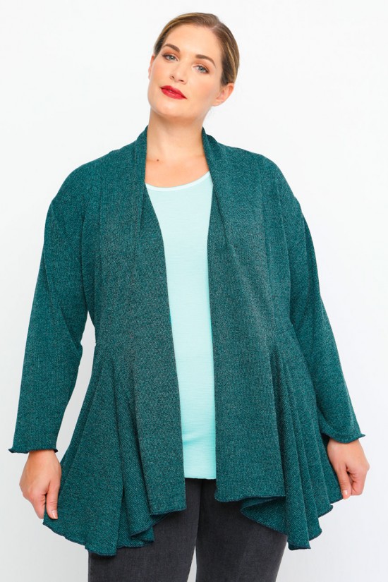 B23-341 Πλεκτή ζακέτα ασύμμετρη - Πράσινο B23-341 Πλεκτή ζακέτα ασύμμετρη - Πράσινο