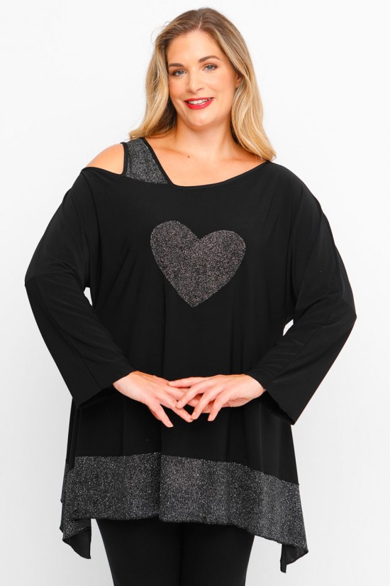 B23-5258 Μπλούζα Άλφα Ρεγκλάν - Ασημί