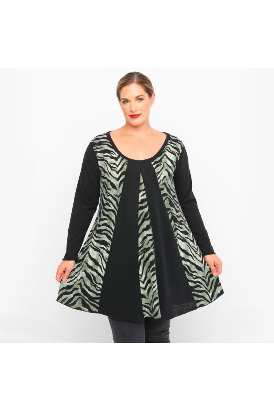 B23-9676K Πλεκτό Μπλουζοφόρεμα - Πράσινο