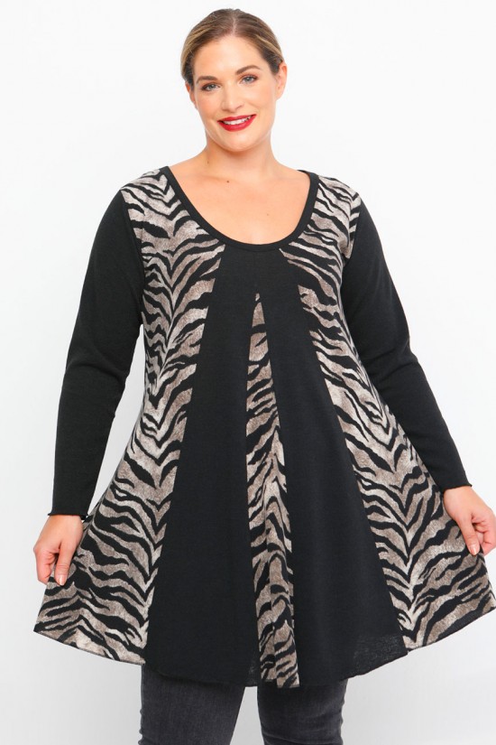 B23-9676K Πλεκτό Μπλουζοφόρεμα - Γκρι