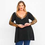 B23-9749 Πλεκτή Μπλούζα εμπριμέ - Εκάι