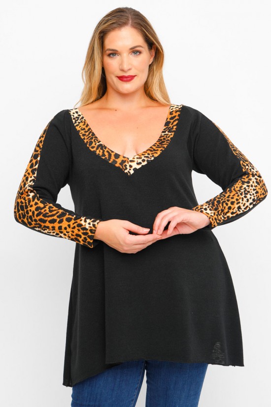 B23-9749 Πλεκτή Μπλούζα εμπριμέ - Εκάι