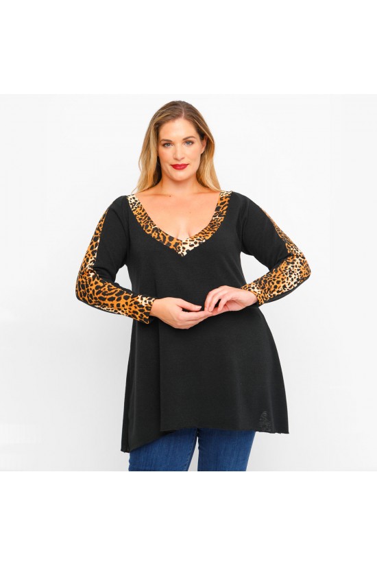 B23-9749 Πλεκτή Μπλούζα εμπριμέ - Εκάι