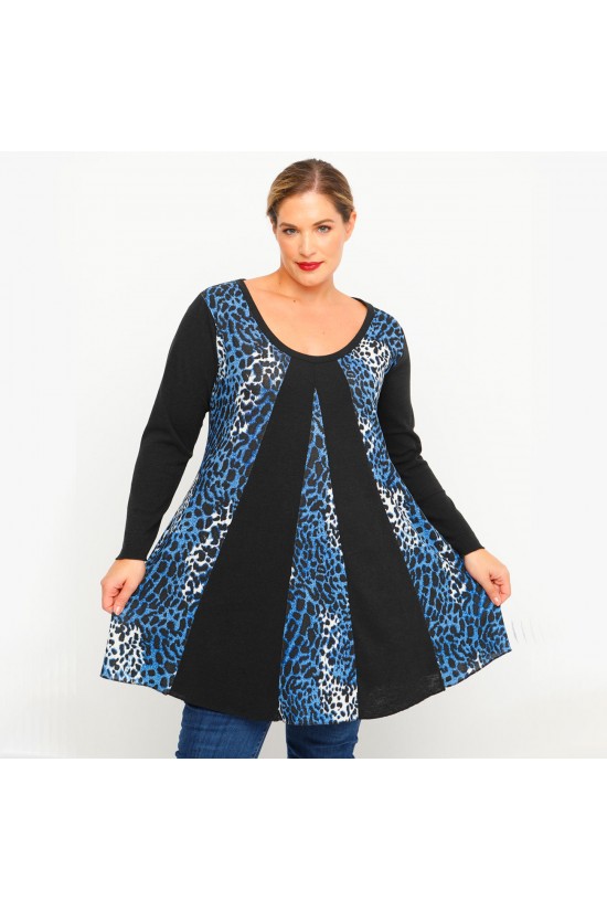 B23-9776K Πλεκτό Μπλουζοφόρεμα Μπλέ