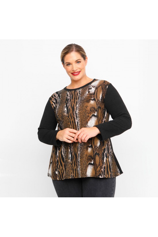 B23-9808L Πλεκτή Μπλούζα Εβαζέ - Καφέ B23-9808L Πλεκτή Μπλούζα Εβαζέ - Καφέ